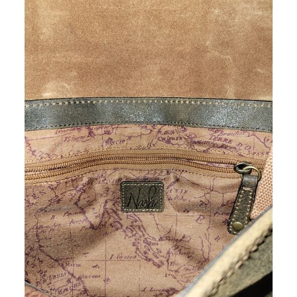 NWOT Patricia Nash Brown North South Moto Messenger Crossbody Leather Unisex Bag - Picture 12 of 12